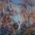 Filigranes Farbgewebe Herbstwald
